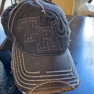 True Religion faded denim baseball hat